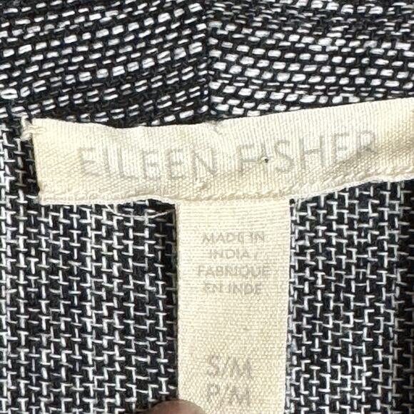 Eileen Fisher 100% Organic Cotton Gray Black Duster Jacket Shawl Collar - Picture 4 of 5
